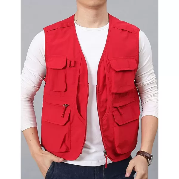 Flygo Men's Utility Cargo Vest Outdoor Fishing Safari Travel Work Photo Vest with Pockets