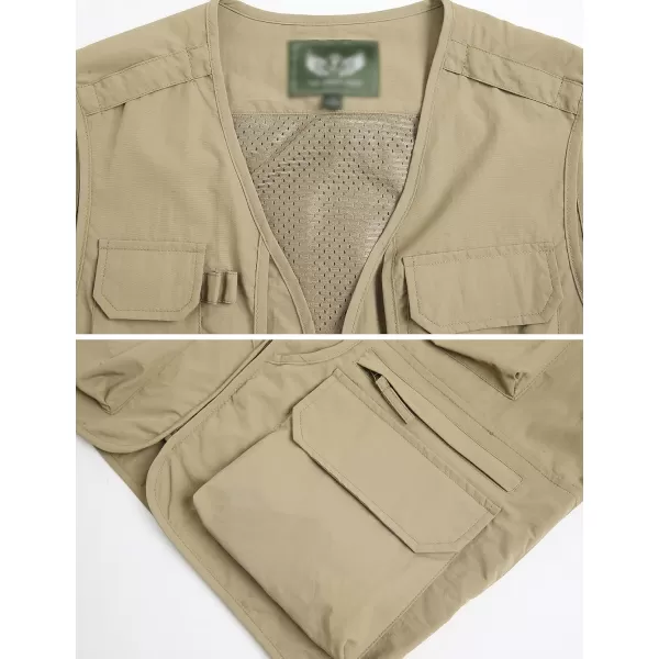 Flygo Men's Utility Cargo Vest Outdoor Fishing Safari Travel Work Photo Vest with Pockets