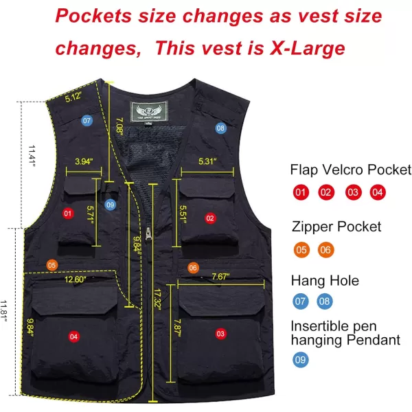 Flygo Men's Utility Cargo Vest Outdoor Fishing Safari Travel Work Photo Vest with Pockets