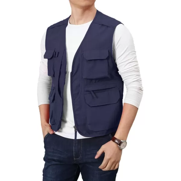 Flygo Men's Utility Cargo Vest Outdoor Fishing Safari Travel Work Photo Vest with Pockets