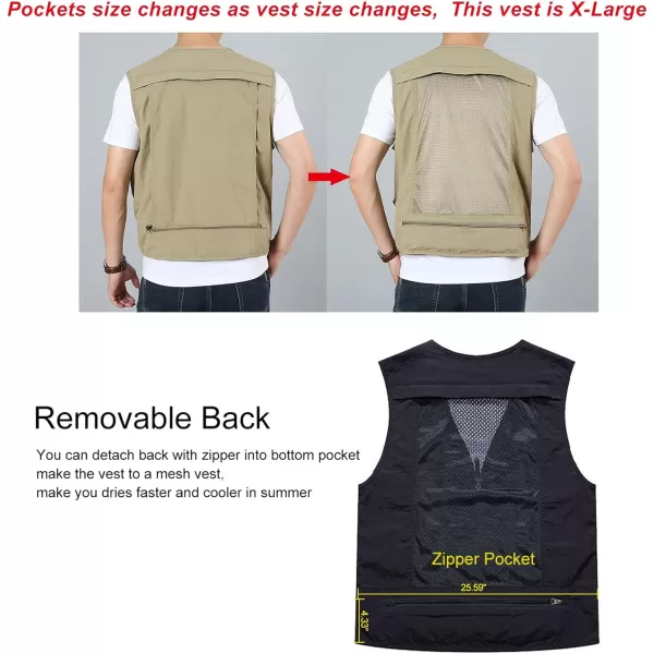 Flygo Men's Utility Cargo Vest Outdoor Fishing Safari Travel Work Photo Vest with Pockets