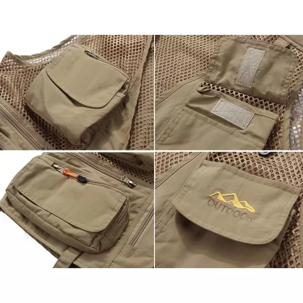 Flygo Men's Utility Cargo Vest Outdoor Fishing Safari Travel Work Photo Vest with Pockets