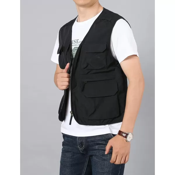 Flygo Men's Utility Cargo Vest Outdoor Fishing Safari Travel Work Photo Vest with Pockets