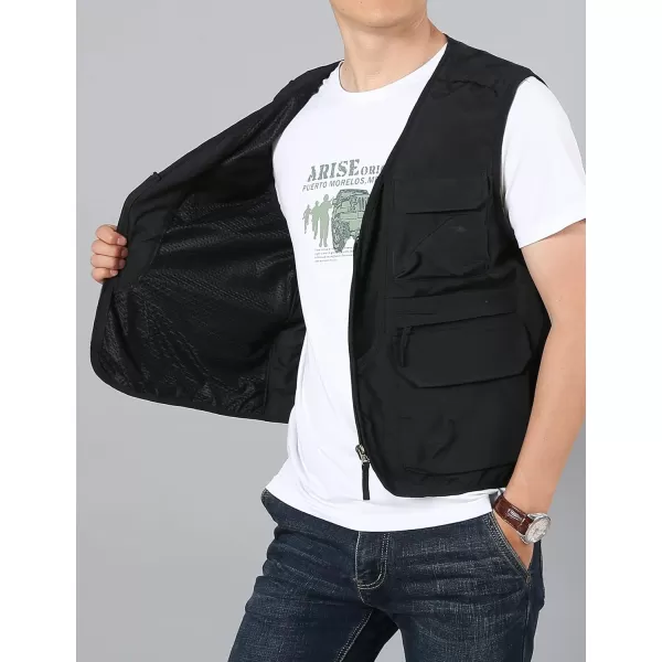 Flygo Men's Utility Cargo Vest Outdoor Fishing Safari Travel Work Photo Vest with Pockets