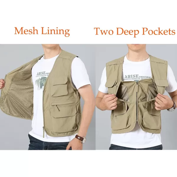 Flygo Men's Utility Cargo Vest Outdoor Fishing Safari Travel Work Photo Vest with Pockets