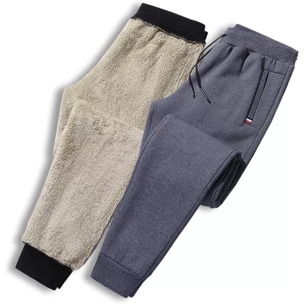 Flygo Men's Warm Fleece Pants Sherpa Lined Active Running Camping Sweatpants