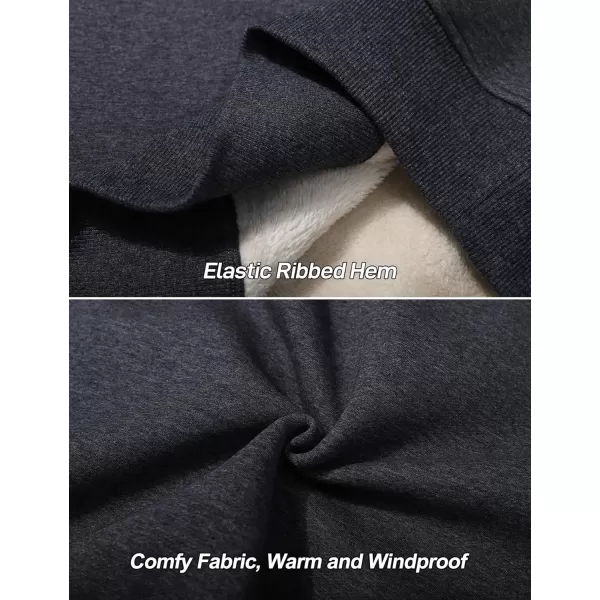 Flygo Men's Warm Sherpa Lined Crewneck Sweatshirts Fleece Pullover Tops Heavy-weight Thick Thermal Cotton Sweat-Shirts