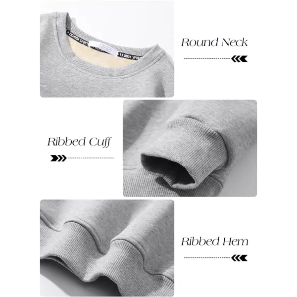 Flygo Men's Warm Sherpa Lined Crewneck Sweatshirts Fleece Pullover Tops Heavy-weight Thick Thermal Cotton Sweat-Shirts