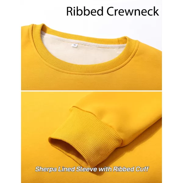 Flygo Men's Warm Sherpa Lined Crewneck Sweatshirts Fleece Pullover Tops Heavy-weight Thick Thermal Cotton Sweat-Shirts