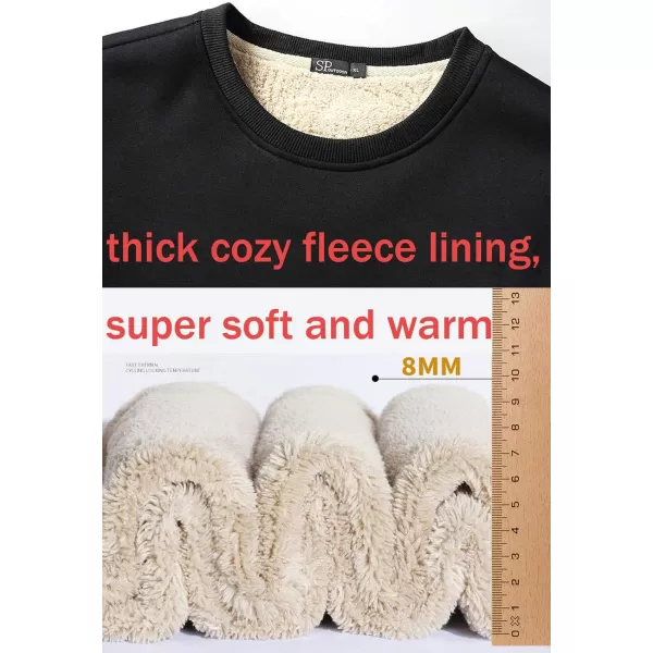 Flygo Men's Warm Sherpa Lined Crewneck Sweatshirts Fleece Pullover Tops Heavy-weight Thick Thermal Cotton Sweat-Shirts