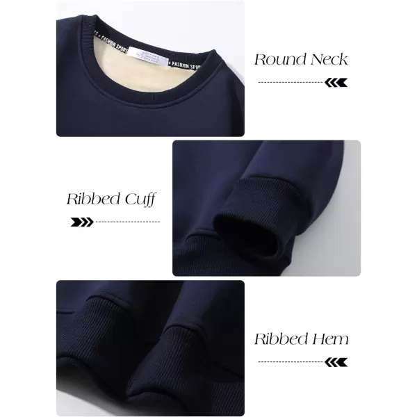 Flygo Men's Warm Sherpa Lined Crewneck Sweatshirts Fleece Pullover Tops Heavy-weight Thick Thermal Cotton Sweat-Shirts