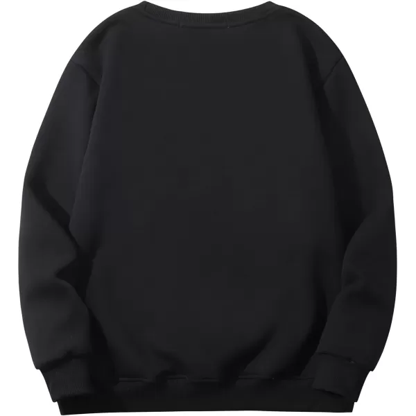 Flygo Men's Warm Sherpa Lined Crewneck Sweatshirts Fleece Pullover Tops Heavy-weight Thick Thermal Cotton Sweat-Shirts