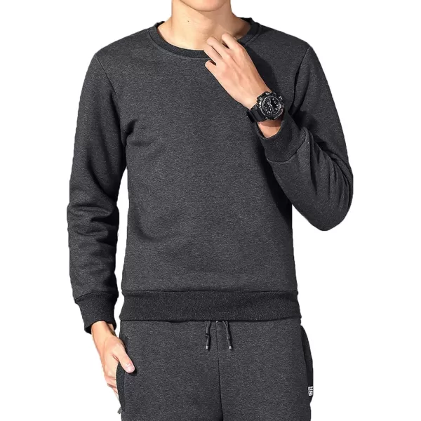 Flygo Men's Warm Sherpa Lined Crewneck Sweatshirts Fleece Pullover Tops Heavy-weight Thick Thermal Cotton Sweat-Shirts