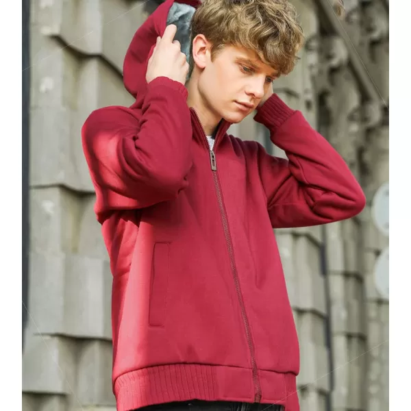 Flygo Men's Winter Sherpa Lined Zip Up Hoodies Sweatshirt Coat
