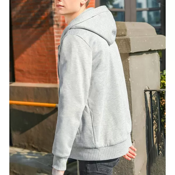 Flygo Men's Winter Sherpa Lined Zip Up Hoodies Sweatshirt Coat