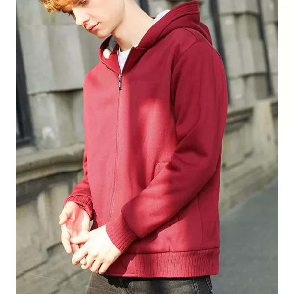 Flygo Men's Winter Sherpa Lined Zip Up Hoodies Sweatshirt Coat