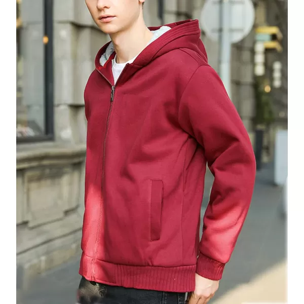 Flygo Men's Winter Sherpa Lined Zip Up Hoodies Sweatshirt Coat