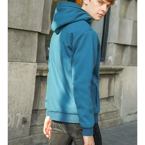 Flygo Men's Winter Sherpa Lined Zip Up Hoodies Sweatshirt Coat