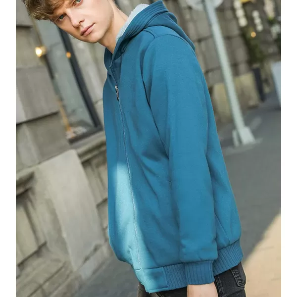 Flygo Men's Winter Sherpa Lined Zip Up Hoodies Sweatshirt Coat