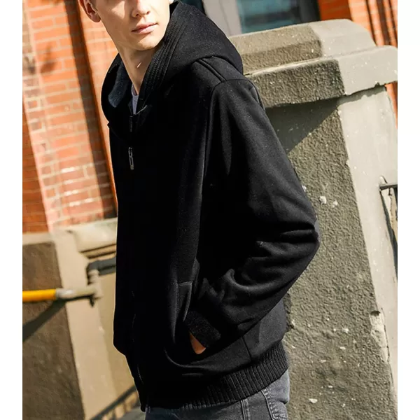 Flygo Men's Winter Sherpa Lined Zip Up Hoodies Sweatshirt Coat