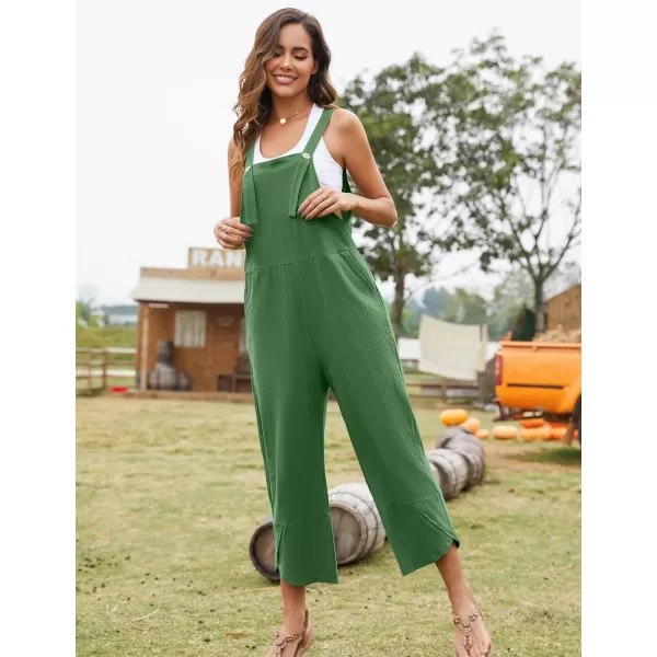 Flygo Women's Casual Cotton Wide Leg Overalls Baggy Rompers Jumpsuit with Pockets