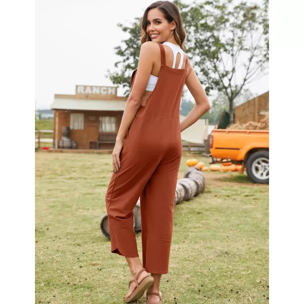 Flygo Women's Casual Cotton Wide Leg Overalls Baggy Rompers Jumpsuit with Pockets