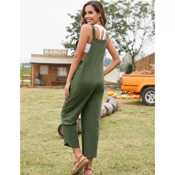 Flygo Women's Casual Cotton Wide Leg Overalls Baggy Rompers Jumpsuit with Pockets