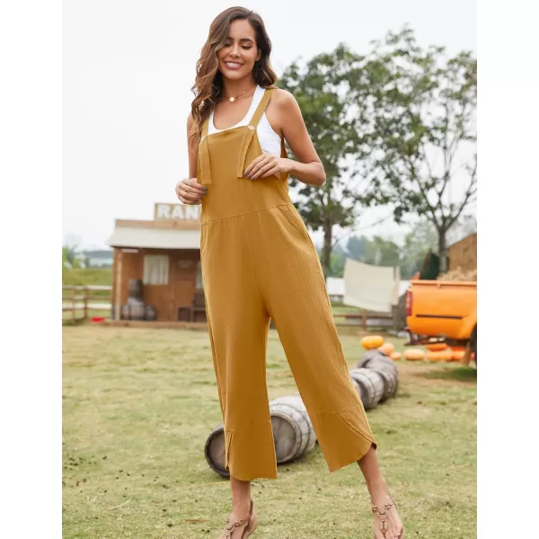 Flygo Women's Casual Cotton Wide Leg Overalls Baggy Rompers Jumpsuit with Pockets