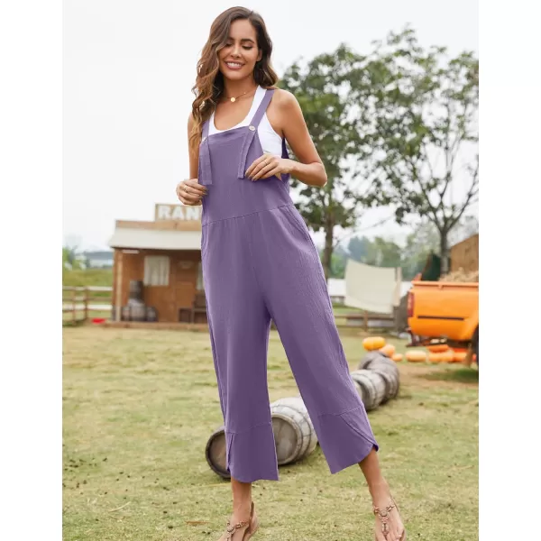 Flygo Women's Casual Cotton Wide Leg Overalls Baggy Rompers Jumpsuit with Pockets