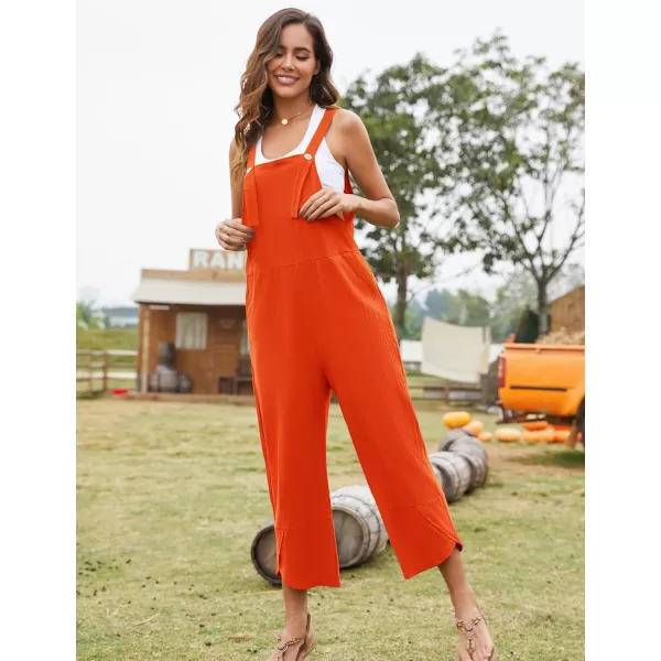 Flygo Women's Casual Cotton Wide Leg Overalls Baggy Rompers Jumpsuit with Pockets