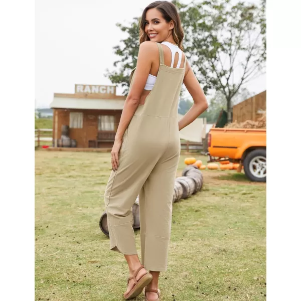 Flygo Women's Casual Cotton Wide Leg Overalls Baggy Rompers Jumpsuit with Pockets
