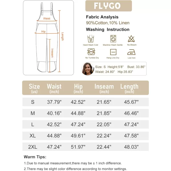 Flygo Women's Casual Cotton Wide Leg Overalls Baggy Rompers Jumpsuit with Pockets