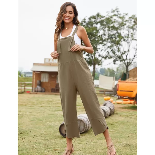 Flygo Women's Casual Cotton Wide Leg Overalls Baggy Rompers Jumpsuit with Pockets