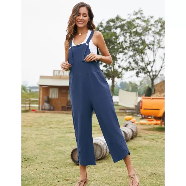 Flygo Women's Casual Cotton Wide Leg Overalls Baggy Rompers Jumpsuit with Pockets