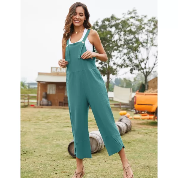 Flygo Women's Casual Cotton Wide Leg Overalls Baggy Rompers Jumpsuit with Pockets