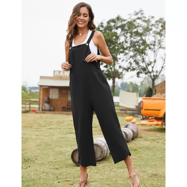 Flygo Women's Casual Cotton Wide Leg Overalls Baggy Rompers Jumpsuit with Pockets
