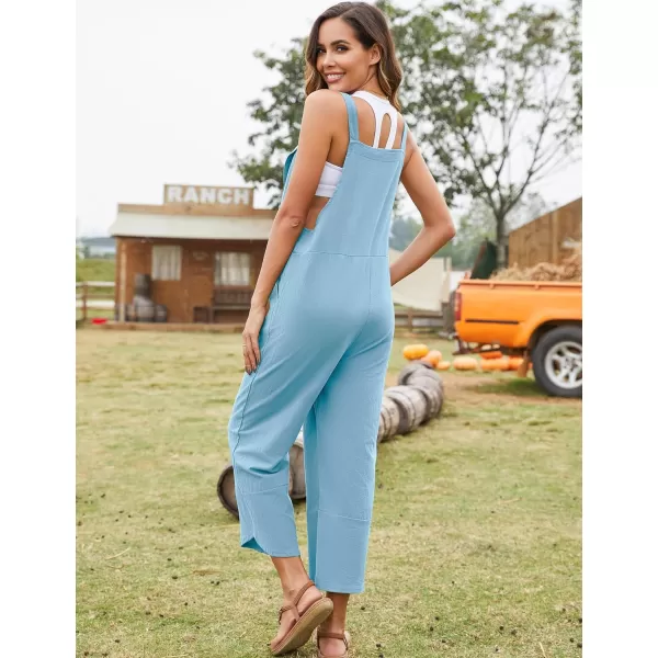Flygo Women's Casual Cotton Wide Leg Overalls Baggy Rompers Jumpsuit with Pockets