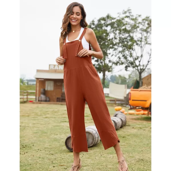 Flygo Women's Casual Cotton Wide Leg Overalls Baggy Rompers Jumpsuit with Pockets