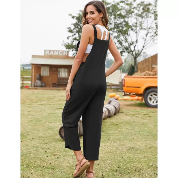 Flygo Women's Casual Cotton Wide Leg Overalls Baggy Rompers Jumpsuit with Pockets