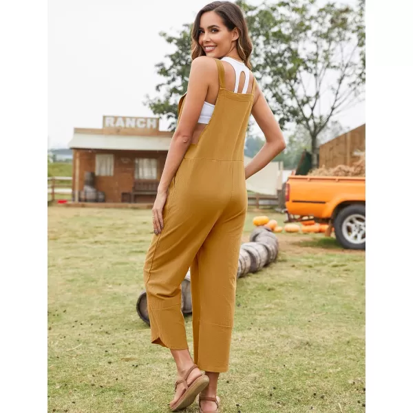 Flygo Women's Casual Cotton Wide Leg Overalls Baggy Rompers Jumpsuit with Pockets