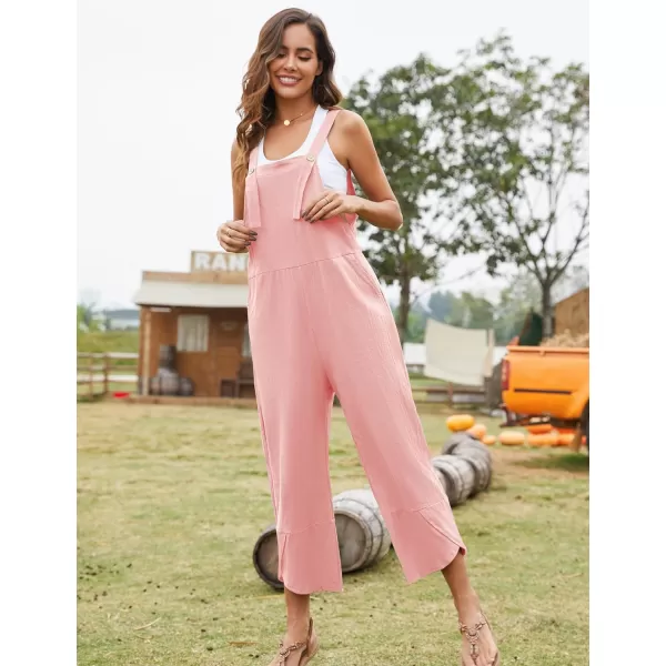 Flygo Women's Casual Cotton Wide Leg Overalls Baggy Rompers Jumpsuit with Pockets