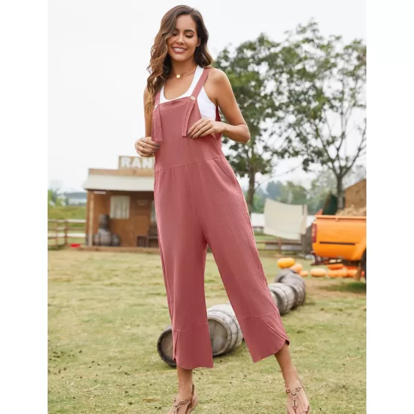 Flygo Women's Casual Cotton Wide Leg Overalls Baggy Rompers Jumpsuit with Pockets