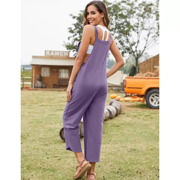 Flygo Women's Casual Cotton Wide Leg Overalls Baggy Rompers Jumpsuit with Pockets