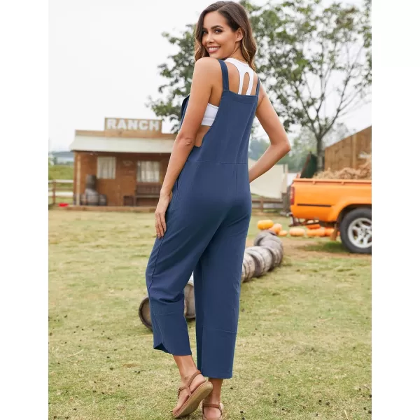 Flygo Women's Casual Cotton Wide Leg Overalls Baggy Rompers Jumpsuit with Pockets