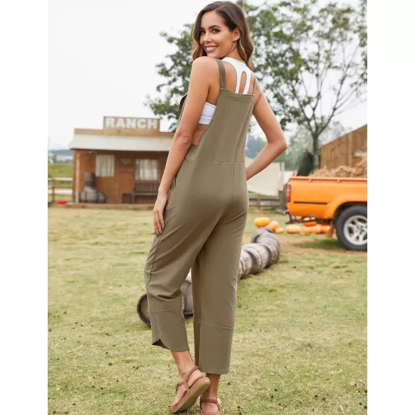 Flygo Women's Casual Cotton Wide Leg Overalls Baggy Rompers Jumpsuit with Pockets