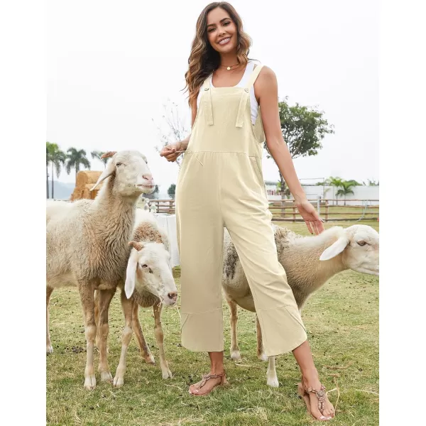 Flygo Women's Casual Cotton Wide Leg Overalls Baggy Rompers Jumpsuit with Pockets