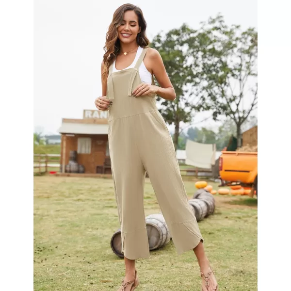 Flygo Women's Casual Cotton Wide Leg Overalls Baggy Rompers Jumpsuit with Pockets