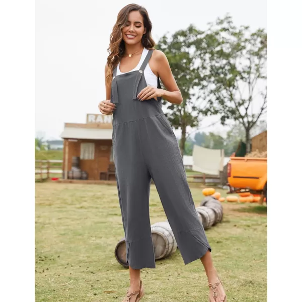 Flygo Women's Casual Cotton Wide Leg Overalls Baggy Rompers Jumpsuit with Pockets