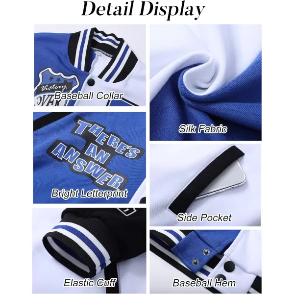 Flygo Women's Cropped Varsity Jacket Baseball Jacket Colorblock Letter Print Y2k Button Down Bomber Uniform