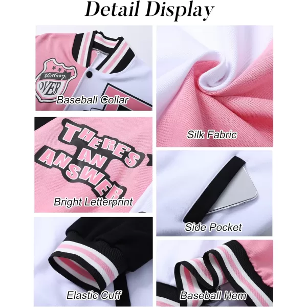 Flygo Women's Cropped Varsity Jacket Baseball Jacket Colorblock Letter Print Y2k Button Down Bomber Uniform